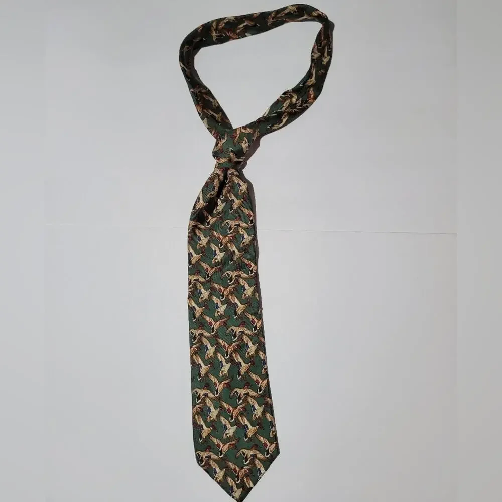 Tie Rack Hydro Mallard Duck Hunter Preppy Teacher Father Academic Office Silk